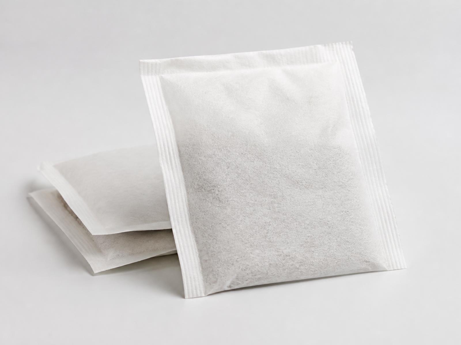 Blank white heat-sealed tea bag pouches